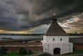 Storm-clouds settled over the town.