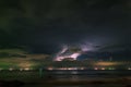 Storm clouds in the sky over sea in night long exposure shot Royalty Free Stock Photo