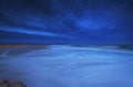 Storm clouds at twilight over sandy beach