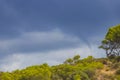 Storm comes dark storm clouds over Mallorca Spain