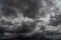 Storm is coming. Before heavy rain storm. On the sky is covered all over by the clouds. A lot of lightning and strong Royalty Free Stock Photo