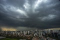 The storm is coming. Hurricane. Ground and sky. Cityscape. Sao Paulo city landscape, Brazil