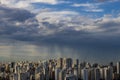 The storm is coming. Hurricane. Ground and sky. Cityscape. Sao Paulo city landscape