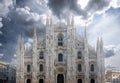 Storm coming over Duomo, in Milan, Italy