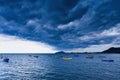 Storm is coming, Rain clouds before the storm in tropical sea la Royalty Free Stock Photo