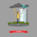 Storm concept vector illustration in flat style Royalty Free Stock Photo