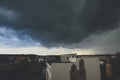 Storm dark clouds over city Royalty Free Stock Photo