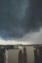 Storm dark clouds over city Royalty Free Stock Photo