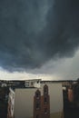Storm dark clouds over city Royalty Free Stock Photo