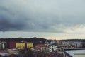 Storm dark clouds over city Royalty Free Stock Photo