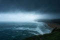 Storm with dark clouds over sea in Sopelana Royalty Free Stock Photo