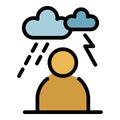 Storm depression man icon color outline vector Royalty Free Stock Photo