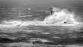 Storm Desmond, Longships Lighthouse, West Cornwall Royalty Free Stock Photo