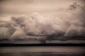 Storm, Dramatic Clouds over the sea, black and white, copy space Royalty Free Stock Photo
