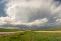 A supercell thunderstorm over the highway in South Dakota Royalty Free Stock Photo