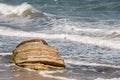 The storm sea wave washing a stones. Royalty Free Stock Photo