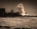 Storm Graham at Porthcawl lighthouse