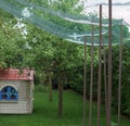 Storm of hail in a vegetable garden and protection net Royalty Free Stock Photo