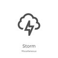 storm icon vector from miscellaneous collection. Thin line storm outline icon vector illustration. Outline, thin line storm icon Royalty Free Stock Photo