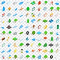 100 storm icons set, isometric 3d style
