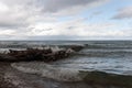 The storm on Lake Superior, Whitefish Point beach, Chippewa County, Michigan, USA Royalty Free Stock Photo