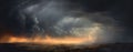 Storm. Lightning in the landscape.Thunderstorm Clouds with Lightning