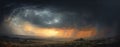 Storm. Lightning in the landscape.Thunderstorm Clouds with Lightning