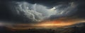 Storm. Lightning in the landscape.Thunderstorm Clouds with Lightning