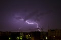 Storm and lightning in the night sky of Chelyabinsk