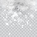 Storm and Lightning with rain and white cloud on transparent background. Vector
