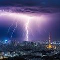 storm lightnings over Royalty Free Stock Photo