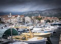 Before the storm in the marina of Korcula island in Croatia Royalty Free Stock Photo