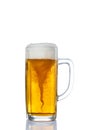 Storm in Mug with fresh beer and cap of foam isolated on white background Royalty Free Stock Photo