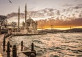 Storm near Grand Imperial Mosque of Sultan Abdulmecid in Ortakoy, Turkey. Royalty Free Stock Photo