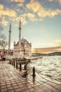 Storm near Grand Imperial Mosque of Sultan Abdulmecid in Ortakoy, Turkey. Royalty Free Stock Photo