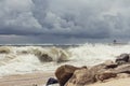 Storm ocean and the temple Royalty Free Stock Photo