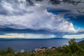 Beautiful sunset over Adriatic Sea, with beautiful dramatic cloudscape Royalty Free Stock Photo