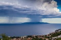 Storm over Adriatic Sea, with beautiful dramatic cloudscape Royalty Free Stock Photo