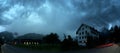 Storm over farmhouse in the Swiss village of Berschis Royalty Free Stock Photo