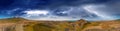 Storm over Iceland volcano, Saxholl Crater, panoramic aerial view Royalty Free Stock Photo