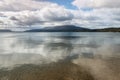 Storm over lake Tarawera and Mount Tarawera, North Island, New Zealand Royalty Free Stock Photo