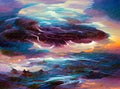 The storm over the ocean-imaginative color scene painting