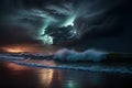 storm over the sea. Generative AI Royalty Free Stock Photo