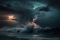 storm over the sea. Generative AI Royalty Free Stock Photo