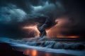 storm over the sea. Generative AI Royalty Free Stock Photo