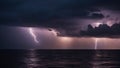 stormy sky over a body of water with multiple lightning strikes that create a spectacular show of light and power