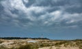 Storm over Trafalgar lighthouse in Cadiz, Spain