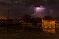 Thunderstorm over railroad tracks Royalty Free Stock Photo