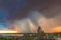 A storm rain breaks over Ayamonte, Andalucia Spain