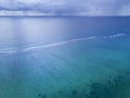 Storm, rain far above the ocean